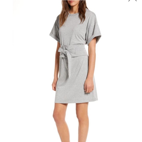 Rebecca Minkoff Marta Cotton Tie Obi Belt Waist Knit Grey Dress Size Medium NWT - Picture 5 of 7